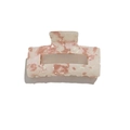 Pink and beige marbled PVC hair claw clip with minimalist square hollow design - Light Orange Floral
