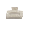 Elegant white marble pattern rectangular hollow hair claw clip in ivory acetate - White Floral