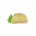 Süße Ananas Haarklammer in lichtdurchlässigem Weiß und Gelb mit grünem Blattdetail - Weiße Ananas