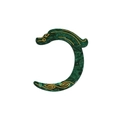 Spilla per capelli a forma di drago in giada verde scuro con motivi dorati e lisci - Motivo a Drago Verde