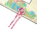 U-shaped hair stick in pink and white marble texture with elegant hollowed cloud design - Pink Floral