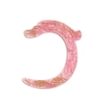 Pink marble texture C-shaped hair stick with elegant golden dragon pattern engraving - Pink Dragon Pattern