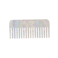 French vintage wide-tooth acetate comb with iridescent multicolor marble texture - Mermaid White