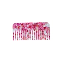 French vintage wide-tooth acetate comb in elegant pink and white floral pattern - Pink Floral