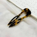 U-shaped hair pin in tortoise shell acetate pattern for elegant updo hairstyles - Dark Color