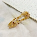 U-shaped hair pin in amber marble acetate finish for elegant hair styling - Yellow Floral