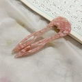 U-shaped acetate hair pin in pink marble texture for elegant hair styling - Pink Marble Pattern