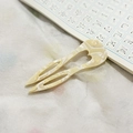 Minimalist marble pattern acetate U-shaped hair pin in elegant cream white finish - Creamy Floral
