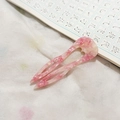 Pink marble texture acetate U-shaped hair pin for elegant buns and modern styling - Cherry Blossom Pink Floral