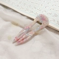 Elegant U-shaped acetate hair pin with pink and blue marbled pearlescent finish - Pinkish Light Blue Floral
