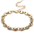 Polished gold stainless steel coffee bean link bracelet with adjustable lobster clasp closure - ADS012-Coffee Bean Bracelet / Gold Bracelet