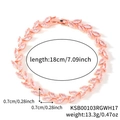 Bracciale foglia in oro rosa con cristalli di zircone rosa e chiusura in metallo, lungo 18 cm - Oro Rosa Standard