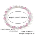 Silver bracelet featuring marquise-cut pink and white zircons in leaf-shaped design - Silver Pink Zircon Standard