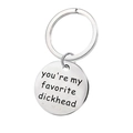 Llavero redondo de acero inoxidable pulido con divertido grabado de regalo para parejas - Estilo de Letras Divertidas (K164) / 30MM