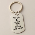 Porte-clés en acier inoxydable poli pour oncle avec gravure I love you to the moon and back - Grande Étiquette 28*50mm / Oncle (k58)