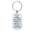 Portachiavi in acciaio inossidabile lucido per sorella con dog tag inciso - 28x50mm / Argento (Sister)