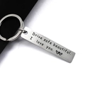 Portachiavi rettangolare inciso Drive safe beautiful in acciaio inossidabile satinato - Beautiful (k1002)