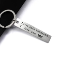Portachiavi in acciaio inox Drive safe handsome con messaggio d'amore inciso - Handsome (K1001)