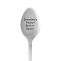Polished stainless steel long handle spoon with Grandma's Peanut Butter Spoon engraving - Grandma Engraved Style (3015.4)