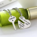 Coffret de colliers pour couples en acier inoxydable avec pendentif cœur et clé - Collier Prix Par Paire / Chaîne 60cm