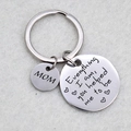 Portachiavi in acciaio inox con incisione 'Everything I am, you helped me to be' per mamma - Ciondolo 30mm / MOM