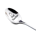Stainless steel teacher gift spoon with Best Teacher engraving and polished finish - Apple Pattern And Best Teacher Style (3081-2)