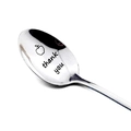 Close-up of polished stainless steel spoon with thank you engraving and apple motif - Apple Pattern And Thank You Style (3081-3)