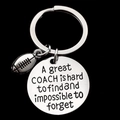 Detail van roestvrijstalen sleutelhanger met football-bedeltje en gravure voor de coach - 30mm Ronde Plaat / Rugby Stijl