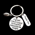 Llavero de acero inoxidable para entrenador con dije de fútbol y placa grabada - 30mm / Estilo Rugby 01