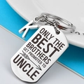 Polished stainless steel Uncle keychain with heart shield pendant and letter K charm - Silver (With Letter Charm)