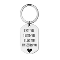 Portachiavi in acciaio inossidabile con incisione romantica I Met You e icona a cuore - Targhetta Incisa Piccola Standard (YQ082) / Piccolo 22x38