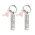 Inspirational flamingo stainless steel keychains with Never forget how Flamazing you are text - Pink