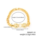 Golden leopard head Cuban chain bracelet with green stones and 17.5cm length dimensions - Opposite Leopard Head with Ring Style (#22)