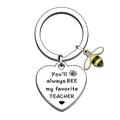 Porte-clés enseignant avec breloque abeille et gravure Always Bee My Favorite - Porte-clés Cœur Petite Abeille (yq298.3)