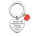 Porte-clés enseignant avec breloque cœur et pendentif pomme rouge sur fond blanc - Porte-clés Cœur Pomme Rouge (yq298.2)