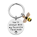 Stainless steel bee keychain with You'll always BEE my favorite TEACHER engraving - Favorite Teacher Style (yq266) / 30mm