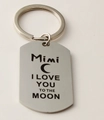 Porte-clés en acier inox Mimi avec gravure I Love You To The Moon polie - Grande Étiquette 28*50mm / mimi (k56)