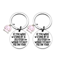Set of two stainless steel jellyfish keychains with funny engraved pendant charms - 30MM / Pink Jellyfish Style (yq354-3)
