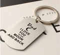 Silver shield keychain engraved with Dad I Love You To The Moon and Back message - Dad (66)