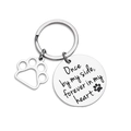 Porte-clés commémoratif pour animaux en acier inoxydable avec breloque patte gravée - 25mm / Argenté