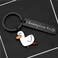 Portachiavi divertente 'I Ducking Love You' in acciaio inox con ciondolo a forma di papera - Motivo I Ducking Love You - Nero (xk1004)