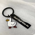 Portachiavi papera in acciaio inossidabile con incisione Don't Duck With Me - Motivo Don't Duck With Me - Nero (xk1005)