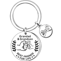 Close-up of engraved Grandad & Grandson stainless steel keychain with hand motifs - Grandad and Grandson Fist Bump Style (7)