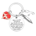 Stainless steel nurse keychain with syringe stethoscope and heart pendants for doctors - Round Stethoscope Tag Style 2 (Acrylic 30mm)