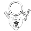Polished stainless steel Class of 2026 graduation keychain with graduate charms - Class Of 2026 Heart Style (544)
