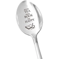 Λεπτομέρεια κουταλιού με χάραξη drink TEA read BOOK be HAPPY από ανοξείδωτο ατσάλι - Τσάι