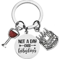 Llavero de cumpleaños en acero inoxidable con colgantes de tarta copa y mensaje - Estilo de Cita Fabulous (yq397-1)