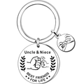 Macro detail of Uncle & Niece stainless steel keychain with best friends for life engraving - Uncle and Niece Fist Bump Style (10)
