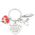Detail of medical keychain with heart pendant, stethoscope and syringe for nurses - Heart Shape Plate (xk89-2 31*34mm)