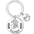Detailed macro view of Uncle & Nephew stainless steel keychain with best friends engraving - Uncle and Nephew Fist Bump Style (11)
